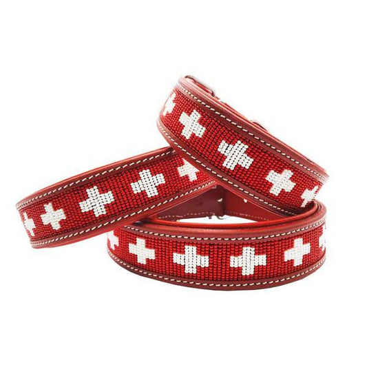 Colliers en Cuire Croix Suisse - Leather collars with swiss crosses