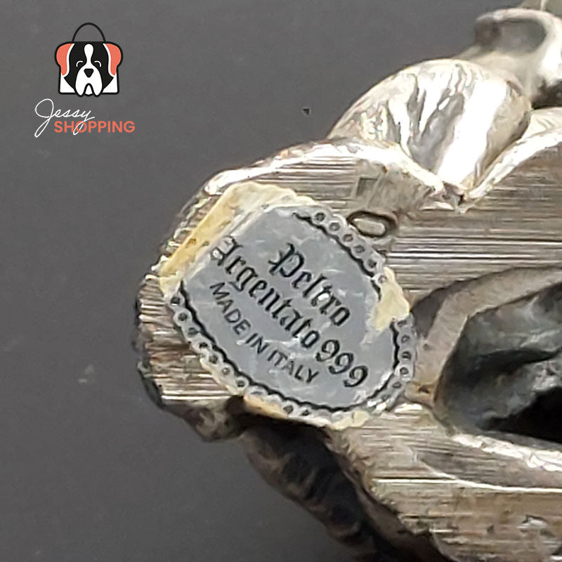 Vintage Sint Bernard beeldje Peltro Argentato 999