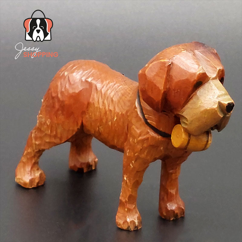 Vintage houten Sint Bernard beeldje