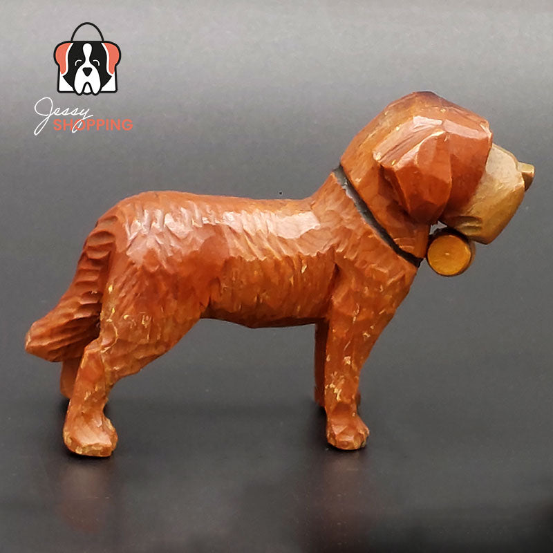 Vintage houten Sint Bernard beeldje