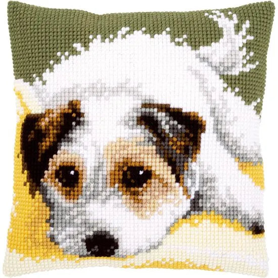 Kruissteekkussen kit kwispelende hond PN-0156600