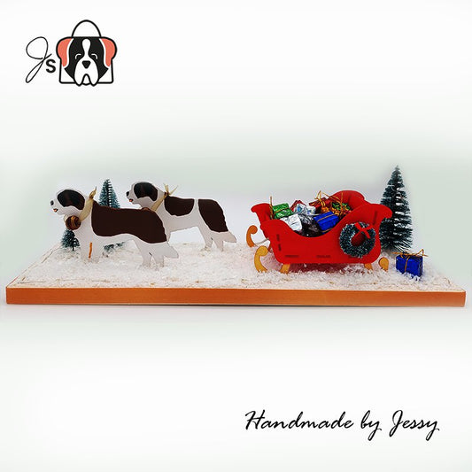 Saints-drawn sleigh with lighting