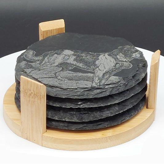 Black slate St.Bernard glass coasters