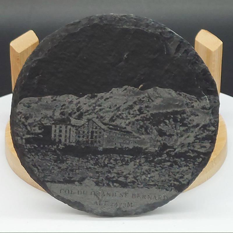 Black slate St.Bernard glass coasters