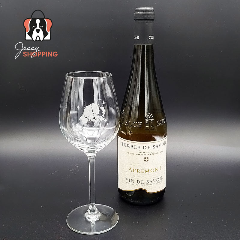 Leerdam witte wijnglas met een St. Bernard gravuur