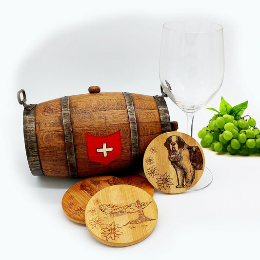 Set Saint Bernard glass coasters