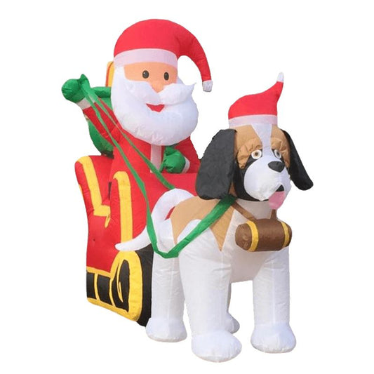 Opblaasbare Sint Bernard met Kerstman en slee Jessy Shopping