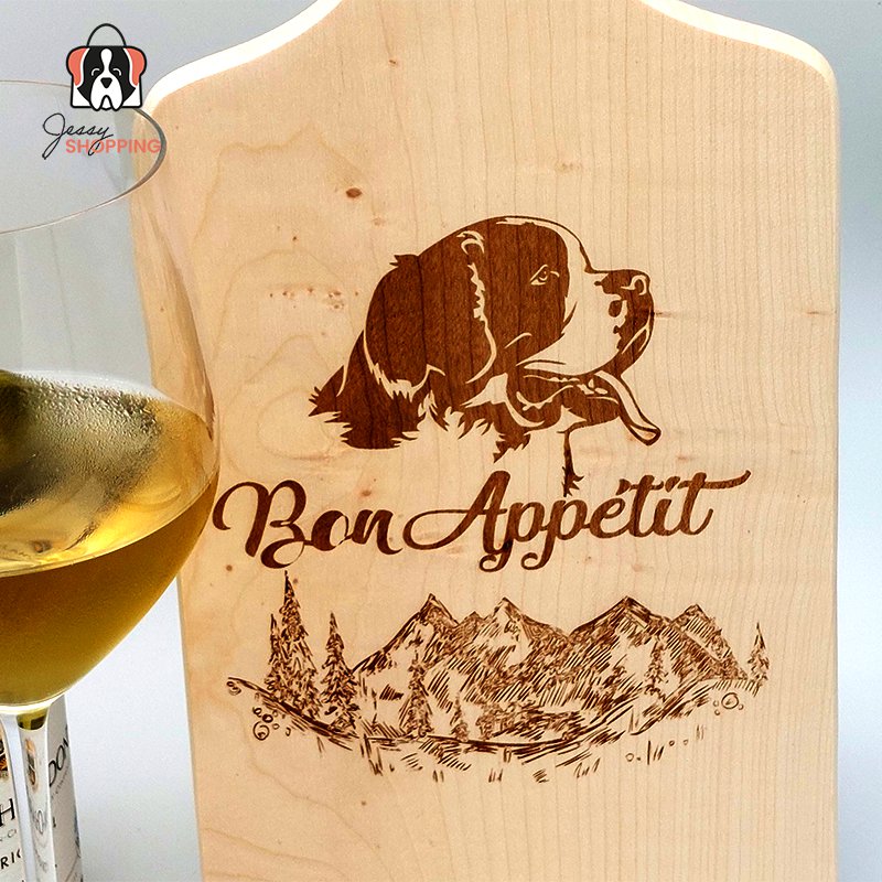 Sint Bernard Wooden cutting board 'bon appetit'