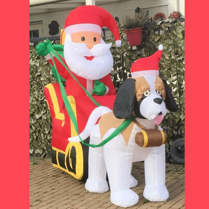 Opblaasbare Sint Bernard met Kerstman en slee Jessy Shopping 