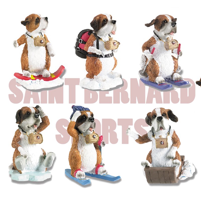 Set of 6 Sporty Saint Bernard dogs